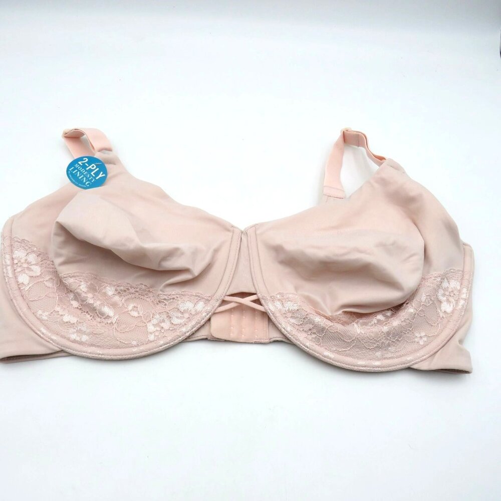 Vanity Fair Bra Size‎ 42DDD Light Pink Lace Underwire 2 Ply Modesty Lining New